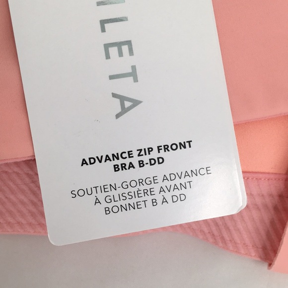 Athleta Advance Zip Front Bra B-DD Pink Sports Racerback 40DD NEW - Picture 8 of 10